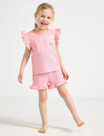 Lindex Pyjama Set In Gingham Pink 98/104