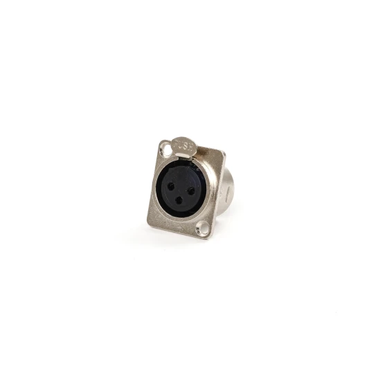 EA xlr plugg 3 pins chassi   hunn sølvfarget D type