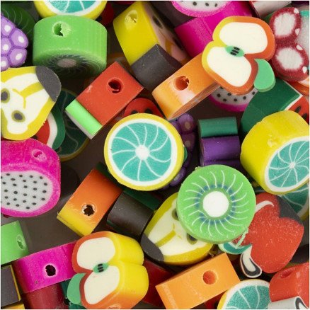 Diverse Figurperler Frukt dia 10 mm hullstr 1,5 mm 60 stk 1 pk