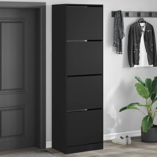 Skoskap med 4 vippeskuffer hvit 60x42x204 cm 8721012385870