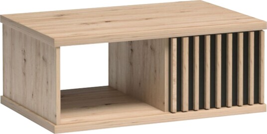 Aldbrough Sofabord 90 cm med Oppbevaring Hylle + Skuff - Tre/Svart