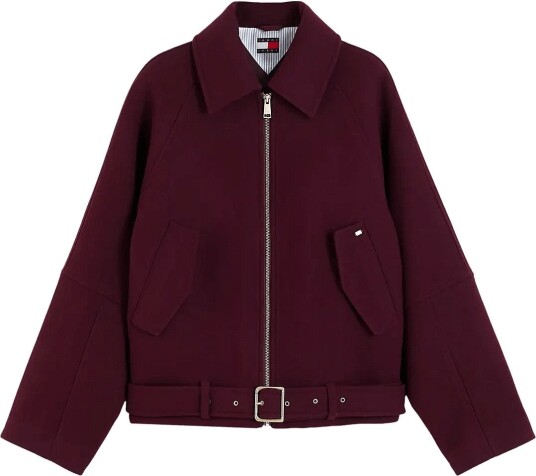 Tommy Jeans Tjw Zip Thru Wool Jacket CALYPSO BERRY M