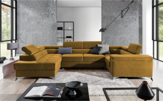 Hjørnesofa Eltap Thiago 342x208x88 cm Monolith 48 Gul Venstre