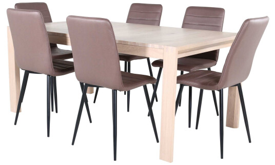 Venture Design Slider & Windu spisegruppe Brun/natur 6 stoler & bord 170 x 95 cm