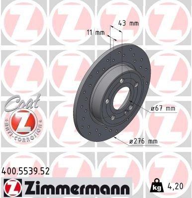 Bremseskive ZIMMERMANN 400.5539.52
