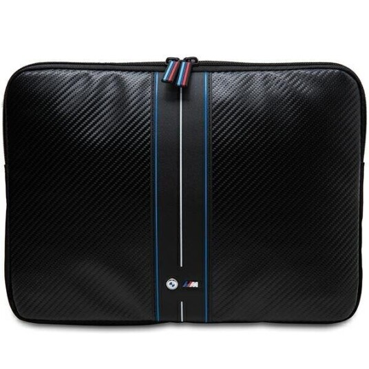 BMW 14" Laptop Sleeve med Karbon og Blå Striper - Svart