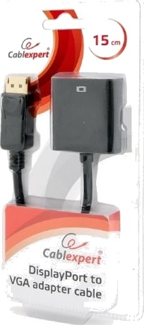 Cablexpert Video Adapter Displayport Hann Til Hd 15 Vga Hunn Displayport 1.1A 15 Cm 1080P Støtte Svart