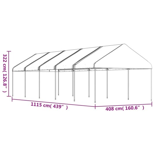 vidaXL Paviljong med tak hvit 11,15x4,08x3,22 m polyetylen vidaXL Paviljong med tak hvit 11,15x4,08x3,22 m polyetylen