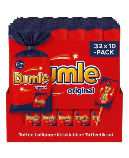 32 stk 10 pk Dumle Original Karamell klubbe Hel Eske