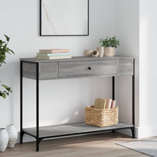 Konsollbord grå sonoma 100x34,5x75 cm konstruert tre 8720845421144