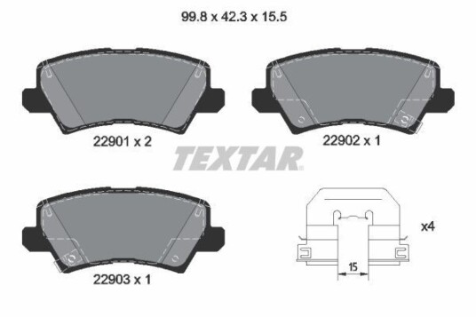 Bremseklosser TEXTAR 2290101 Bremseklosser TEXTAR 2290101