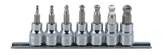 Ks Tools 918.3772, Støpselsett, 3/8", 7 Hoder, Kromvanadiumstål, Din 3120, Iso 1174, 410 G Ks Tools 918.3772, Støpselsett, 3/8", 7 Hoder, Kromvanadiumstål, Din 3120, Iso 1174, 410 G