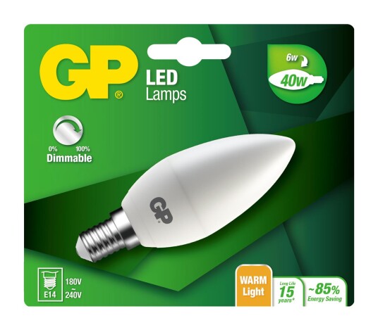 GP Batteries Led Mignonpære E14 Dim 6w GP Batteries Led Mignonpære E14 Dim 6w