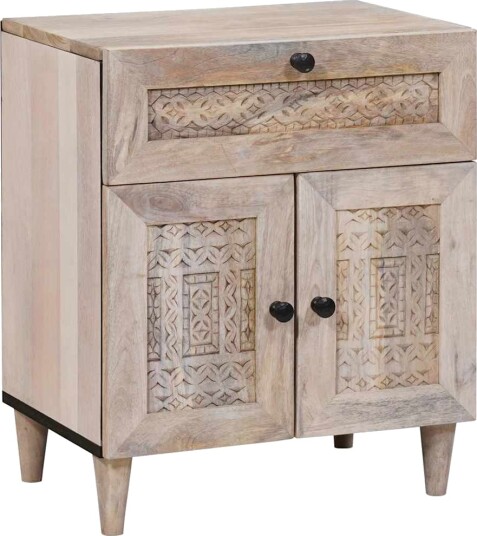  Nattbord med skuff med dør Beige 50 x 33 x 60 cm heltre mango