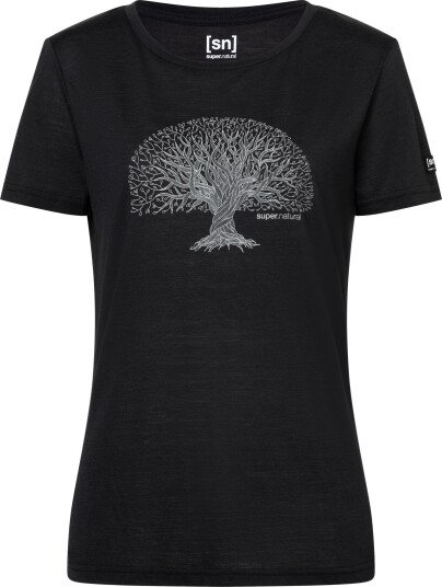 super.natural Women's Tree Of Knowledge Tee Jet Black/feather Grey XS