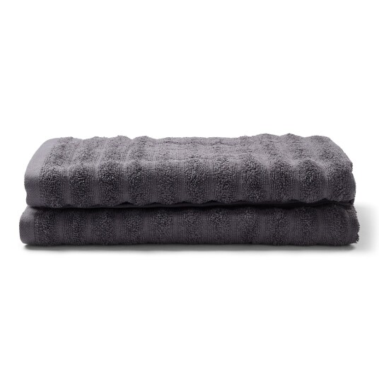 Borg Living Badehåndklær 2 stk. i 100% kjemmet bomull - Myke mørkegrå håndklær 70x140 cm fra
