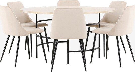 Venture Home Spisebord Copenhagen med stol Night Beige Venture Home Spisebord Copenhagen med stol Night Beige