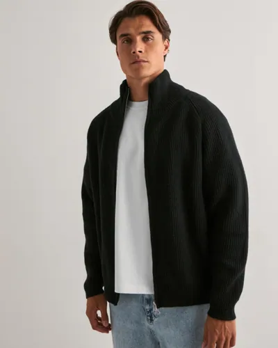 Woodbird WBJass Wool Zip Gensere med glidelås Svart