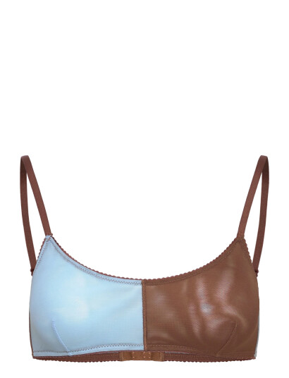 Understatement Underwear Mesh Two Tone Scoop Bralette Brown L
