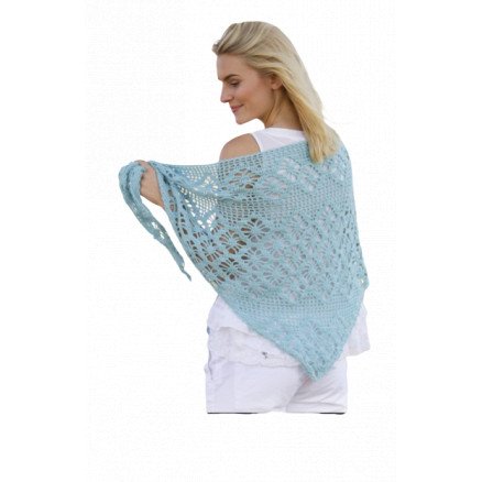 Drops Garnstudio Water Pearl by DROPS Design Sjal Hekleoppskrift 174x57 cm
