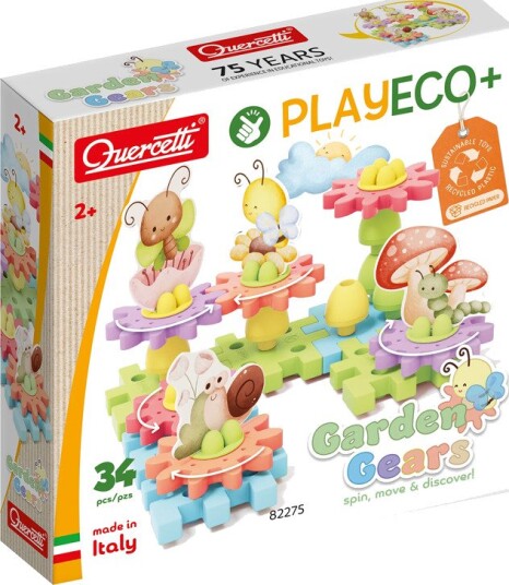 Quercetti Byggesett – PlayEco+ 34 Deler – Garden Gears