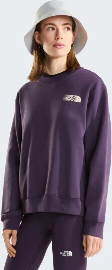 The North Face W Retro Trail Relaxed Crew  Graphic   Purple   XL