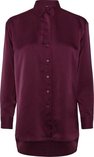 Lauren Ralph Lauren Relaxed Fit Satin Charmeuse Shirt Burgundy S