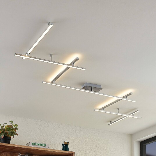LED taklampe Kerem Lindby dimbar Aluminium / grå / sink Stue / spisestue Metall Moderne