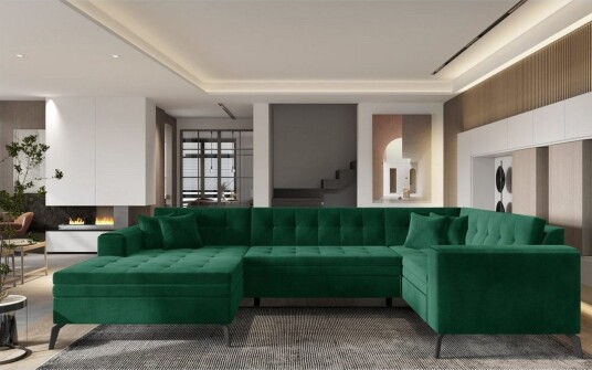 Seksjon Eltap Montez 340x180x93 cm Lukso 35 Mørkegrønn Venstre