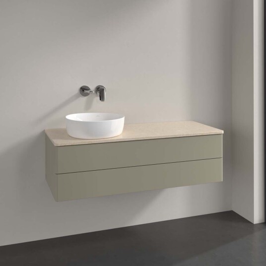 Villeroy & Boch Antao Servantskap med 2 skuffer 120x50x36 cm u/lys Steingrå/Crème Villeroy & Boch Antao Servantskap med 2 skuffer 120x50x36 cm u/lys Steingrå/Crème