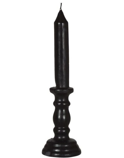Svart Stearinlys Formet som en Lysestake med Lys 27 cm