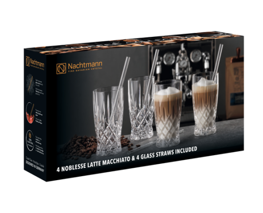 NACHTMANN Noblesse Latte glass med sugerør 350ml, 4pk NACHTMANN Noblesse Latte glass med sugerør 350ml, 4pk