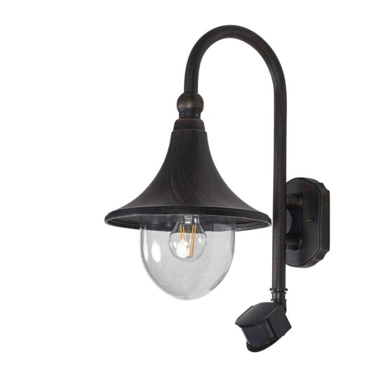 Lindby Utendørs vegglampe Daphne, antikk svart, sensor Lindby Utendørs vegglampe Daphne, antikk svart, sensor