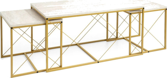 Defneia Sofabord 100 cm - Gull/Marmor