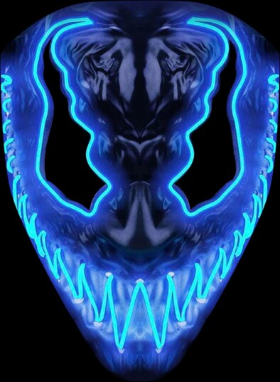 Original Cup El Wire Djevel Blå LED Maske One size DEVIL-BLUE