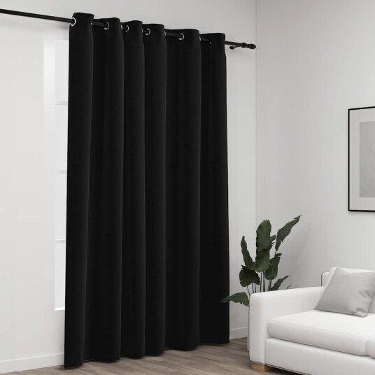 Vidaxl Lystette Gardiner Med Maljer Og Lin-Design Antrasitt 290x245 Cm Vidaxl Lystette Gardiner Med Maljer Og Lin-Design Antrasitt 290x245 Cm