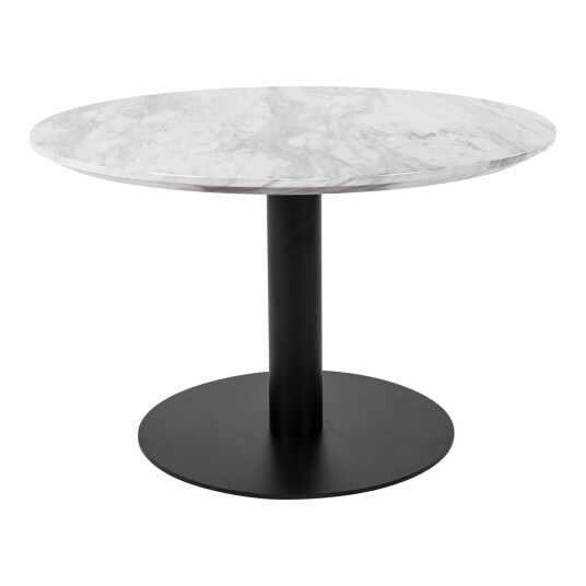 House Nordic Bologna sofabord Ø70 cm marmor look, svarte ben, hvit. 1641373-02-44 1665344-01-0