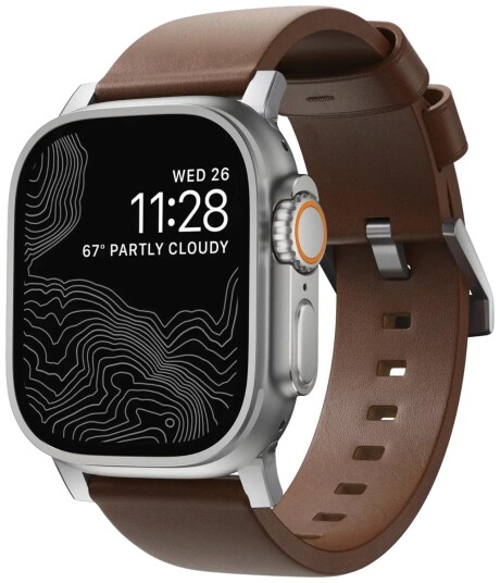 Nomad Modern lærreim til Apple Watch 46/49mm Brun