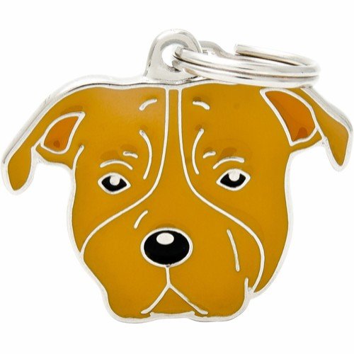 Myfamily ID-tag til Staffordshire Bull Terrier - Rød