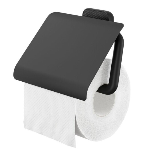 TIGER Carv toalettpapirholder med deksel; 4.1x12.3x4.1 cm (LxHxD); Svart TIGER Carv toalettpapirholder med deksel; 4.1x12.3x4.1 cm (LxHxD); Svart