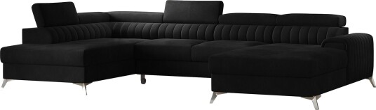 Kamran Sovesofa m. Divan og Sjeselong med Oppbevaring Svart Kamran Sovesofa m. Divan og Sjeselong med Oppbevaring Svart