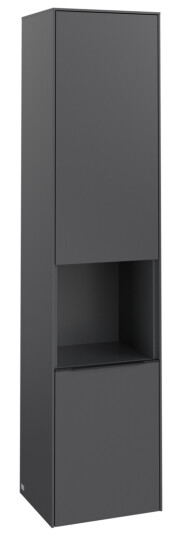 VILLEROY & BOCH SUBWAY 3.0 HØYSKAP 40X171 HØYRE 2 DØRER & HYLLE BLACK GRAPHITE HÅNDTAK I VOLCANO