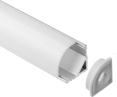 Ledlife Alu hjørneprofil 16x16 til LED strip 1 meter inkl. melkehvitt deksel klips og endestykker anodisert