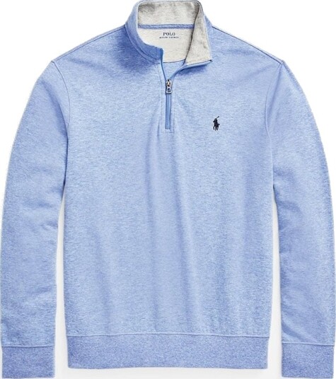 Ralph Lauren Luxury Jersey Quarter Zip Pullover Isle Heather Blå XL
