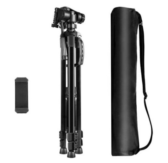 Puluz Aluminum Live Selfie Tripod with 3D Head and Phone Holder Black Puluz Aluminum Live Selfie Tripod with 3D Head and Phone Holder Black