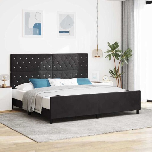 Sengramme Svart 200x200 cm Fløyel
