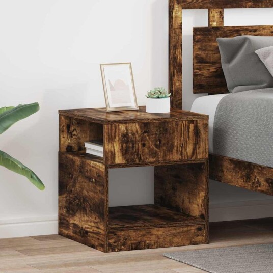 vidaXL Avlastningsbord 2 pcs Røkt eik 40,5 x 40 x 45 cm Konstruert tre