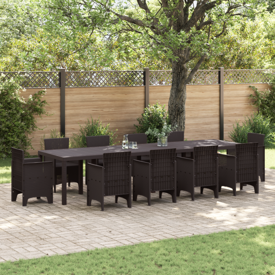 Hagebord Brun 350x100x73 cm Poly Rattan