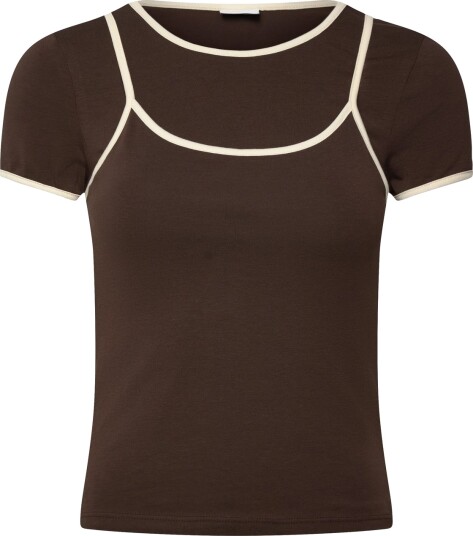 NOISY MAY Nmkerry S/S Double Layer Top /Tnt14   Brown   XS