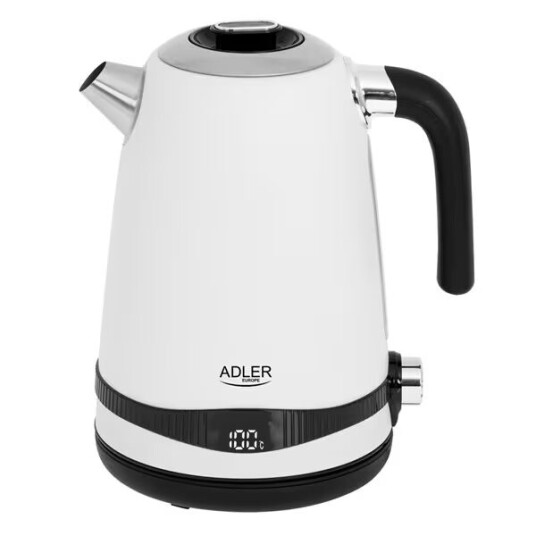 Adler 1,7L Vannkoker med Justerbar Termostat og LCD-Skjerm - Hvit